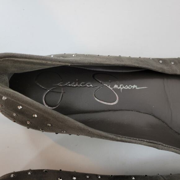 Jessica Simpson Womens Shoes Size 6.5 Gray Suede Studded Slip On Ballet Flats - Picture 6 of 10